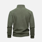 Sweat homme à col montant zippé, détails brodés