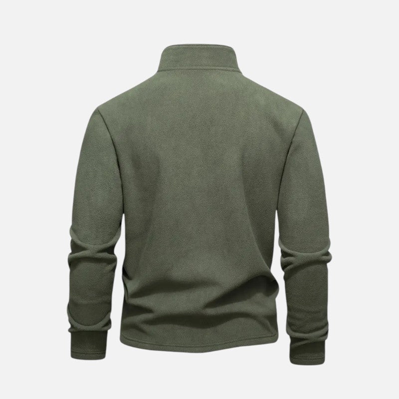 Sweat homme à col montant zippé, détails brodés