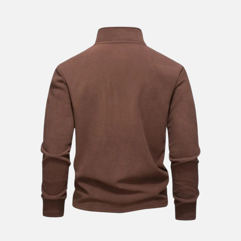 Sweat homme à col montant zippé, détails brodés