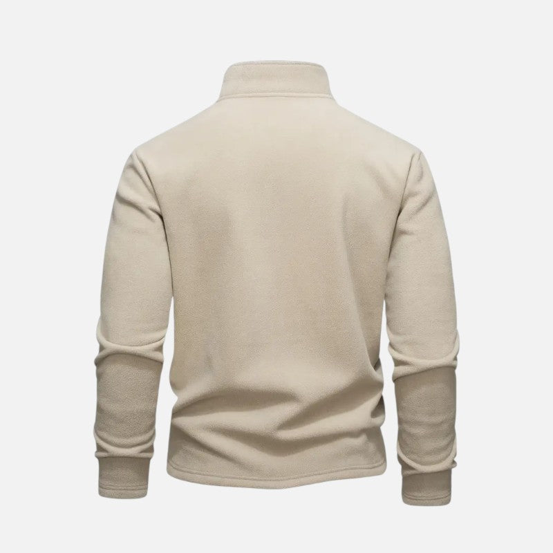 Sweat homme à col montant zippé, détails brodés