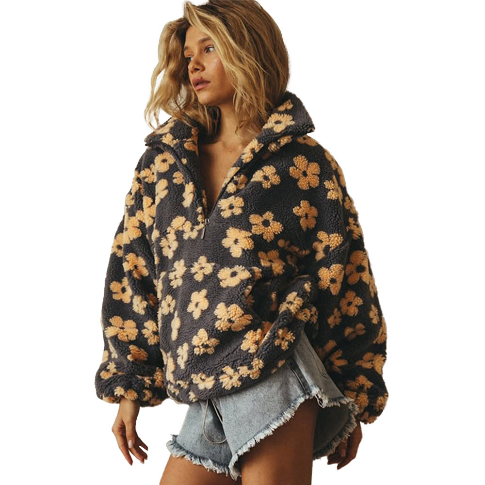 Sweat zippé femme à poche kangourou, coupe ample, du S au 2XL
