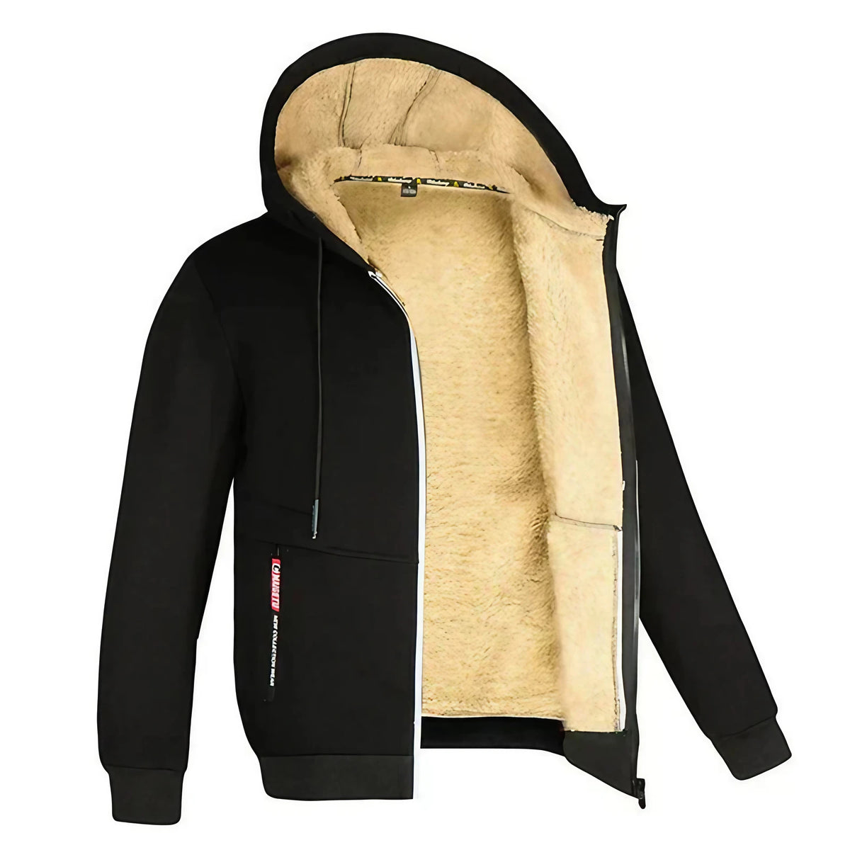Sweat à capuche zippé en polaire homme, neuf coloris, noir