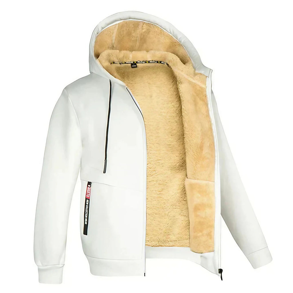 Sweat à capuche zippé en polaire homme, neuf coloris, blanc