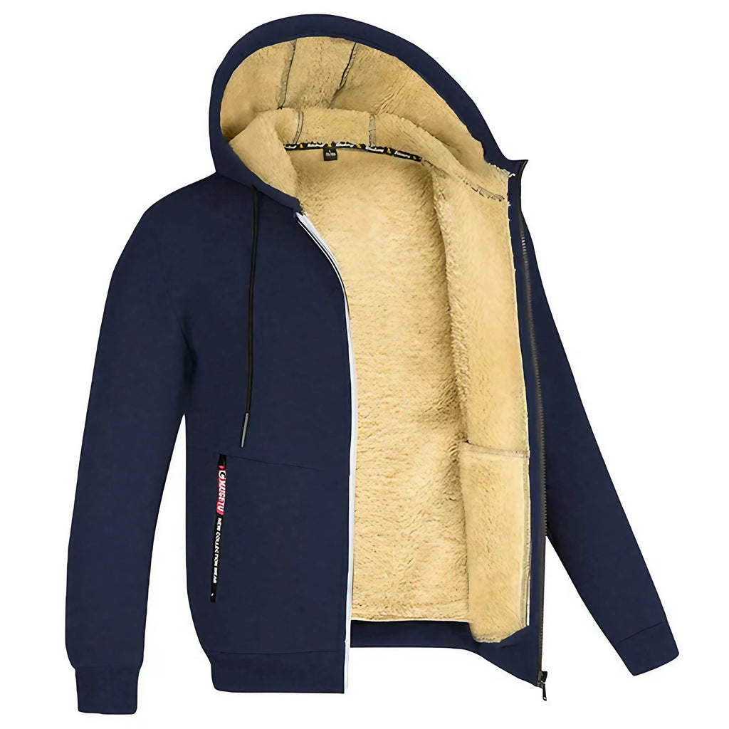 Sweat à capuche zippé en polaire homme, neuf coloris, bleu marine