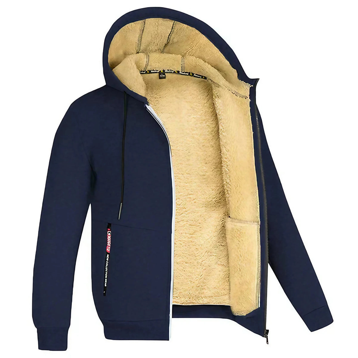 Sweat à capuche zippé en polaire homme, neuf coloris, bleu marine