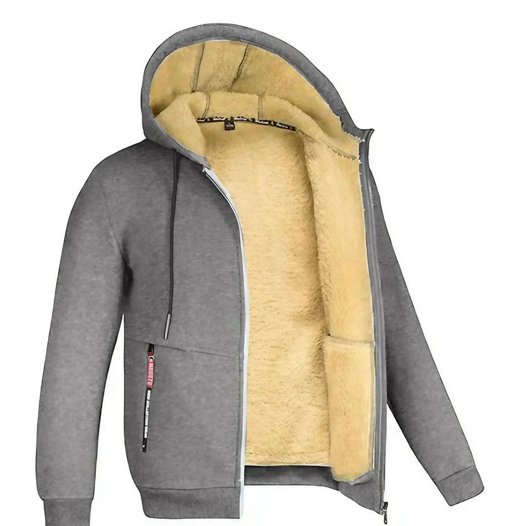 Sweat à capuche zippé en polaire homme, neuf coloris, gris