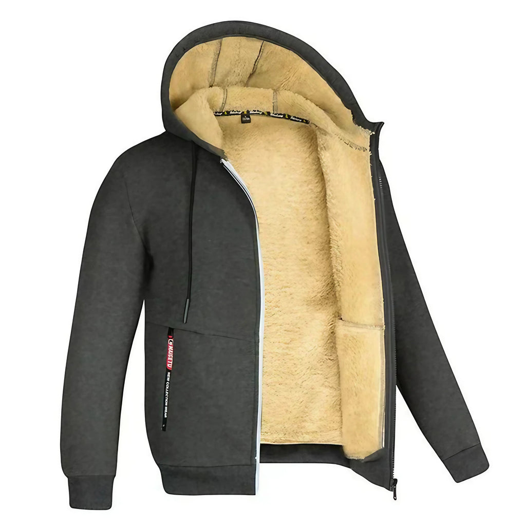Sweat à capuche zippé en polaire homme, neuf coloris, gris foncé