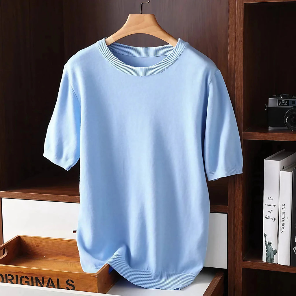 T-shirt homme col rond, coupe décontractée, cinq coloris, bleu