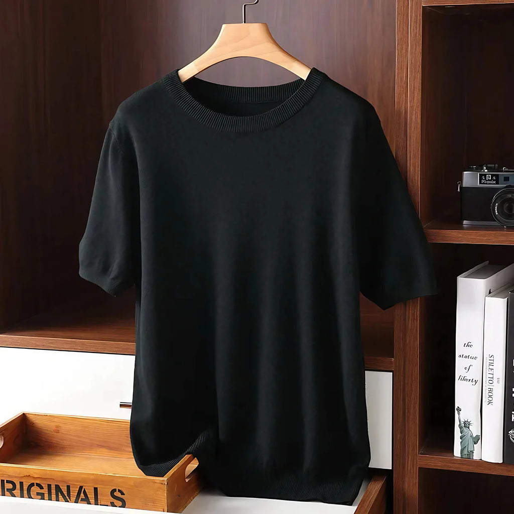 T-shirt homme col rond, coupe décontractée, cinq coloris, noir