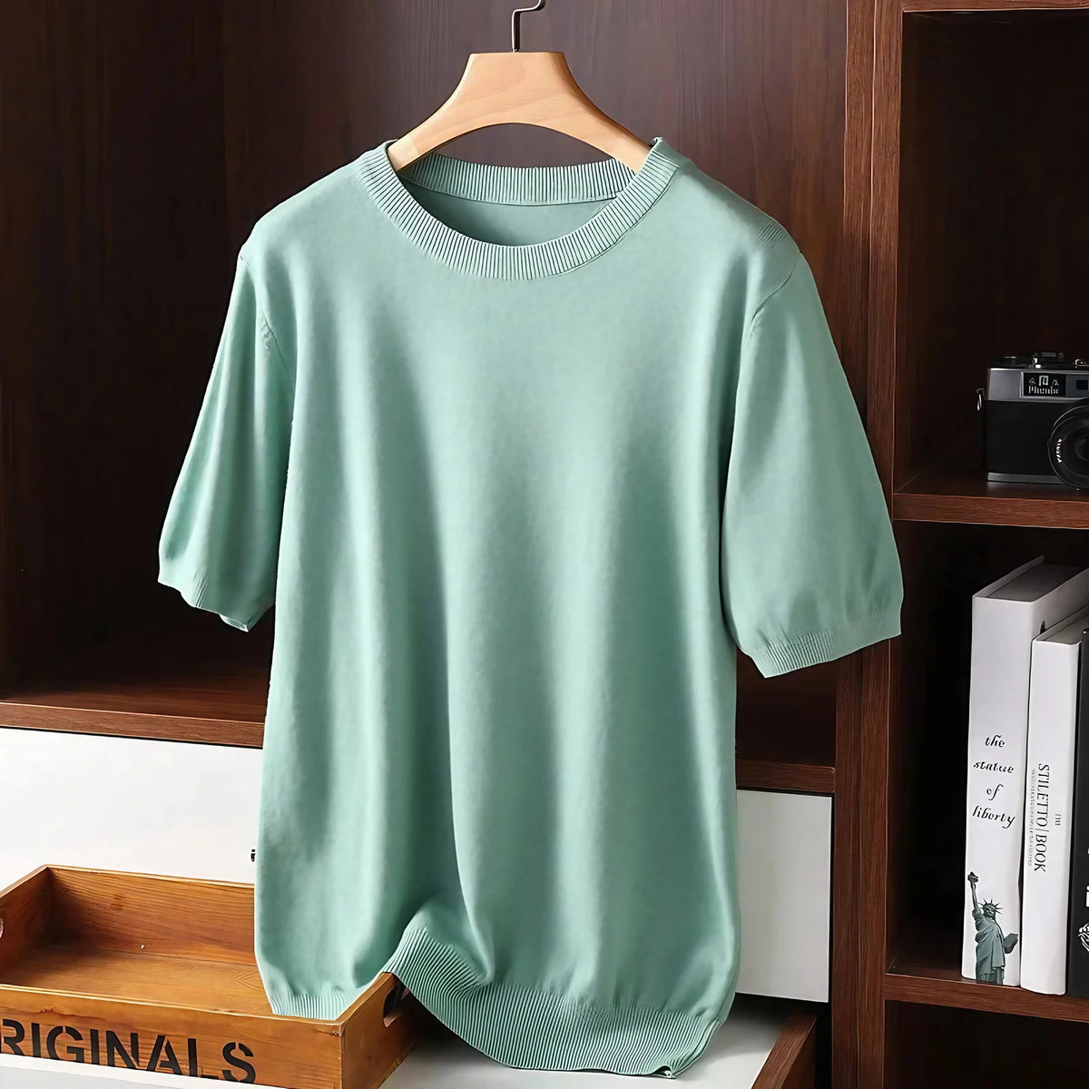 T-shirt homme col rond, coupe décontractée, cinq coloris, vert