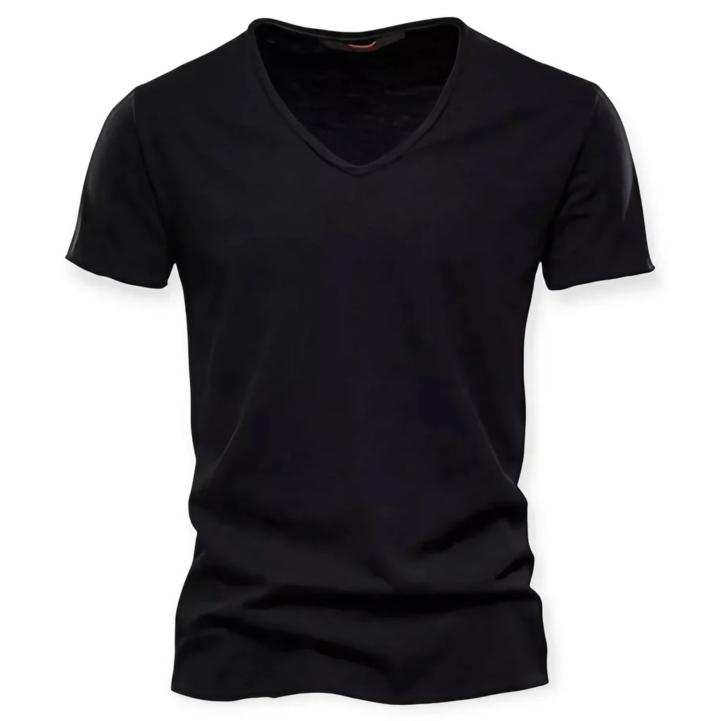 T-shirt col V homme, neuf coloris, du S au 2XL, noir