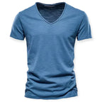 T-shirt col V homme, neuf coloris, du S au 2XL, bleu clair