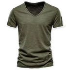 T-shirt col V homme, neuf coloris, du S au 2XL, olive