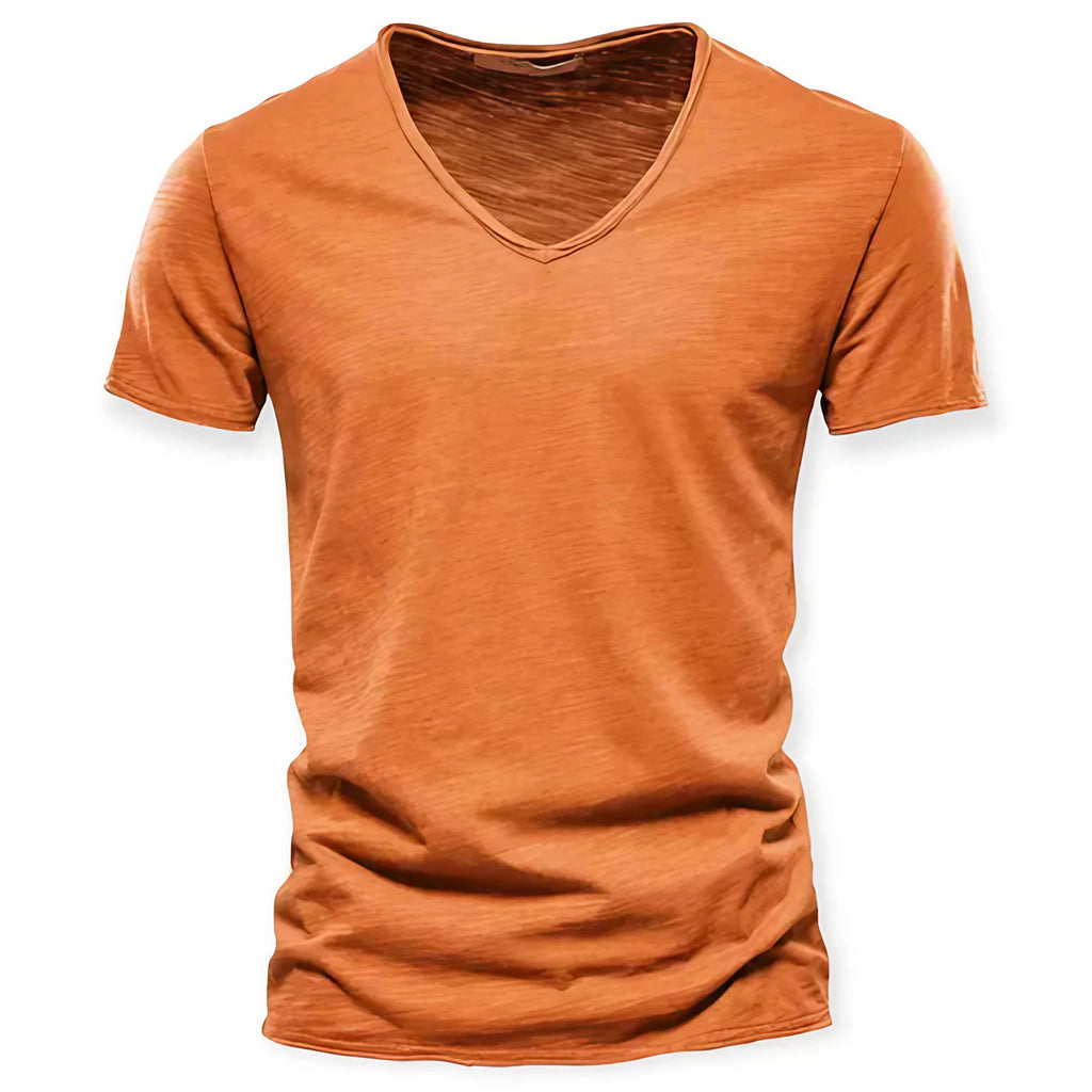 T-shirt col V homme, neuf coloris, du S au 2XL, orange