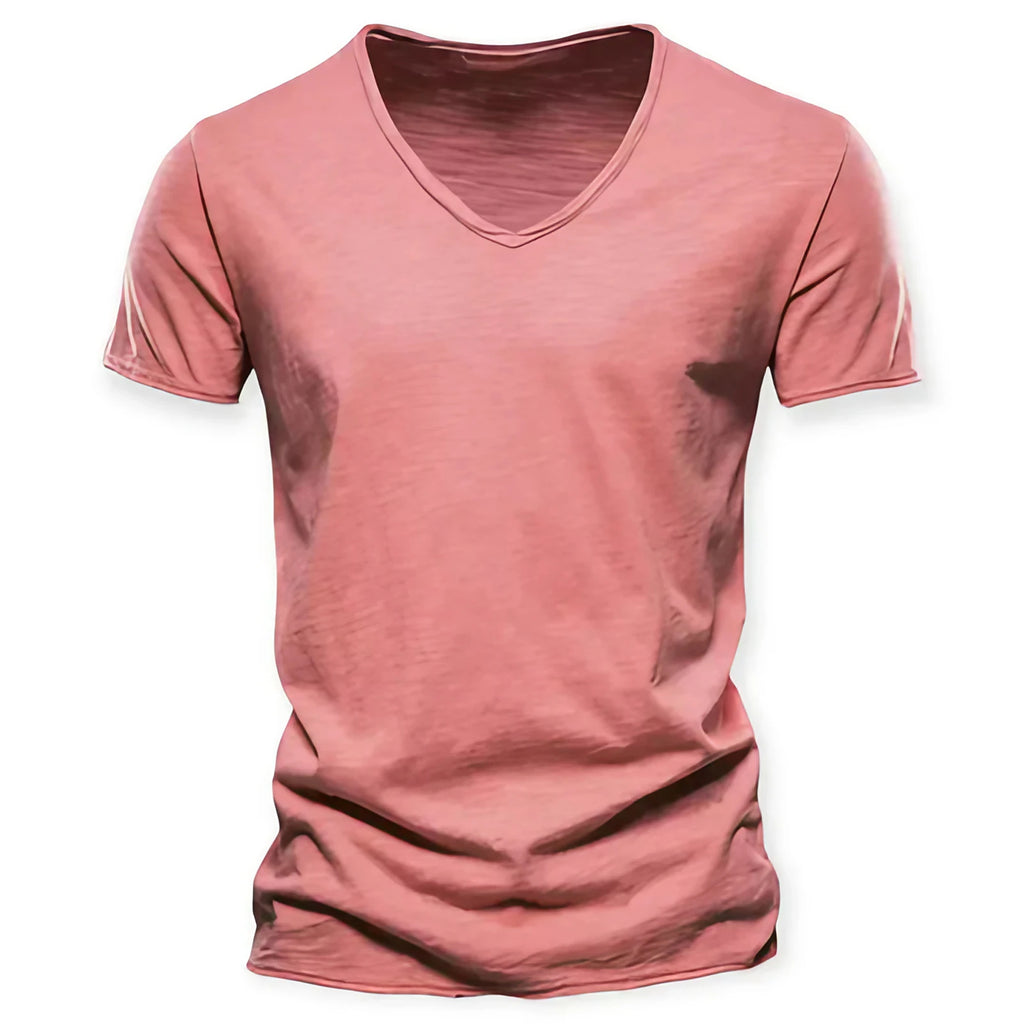 T-shirt col V homme, neuf coloris, du S au 2XL, corail