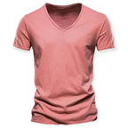 T-shirt col V homme, neuf coloris, du S au 2XL, corail