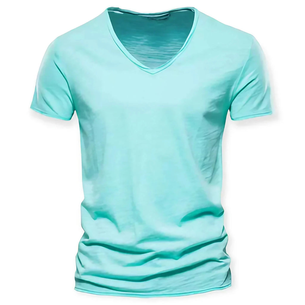 T-shirt col V homme, neuf coloris, du S au 2XL, aqua