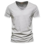 T-shirt col V homme, neuf coloris, du S au 2XL, gris clair