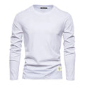 T-shirt manches longues femme col rond, uni, sept coloris, blanc