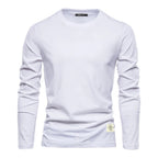 T-shirt manches longues femme col rond, uni, sept coloris, blanc