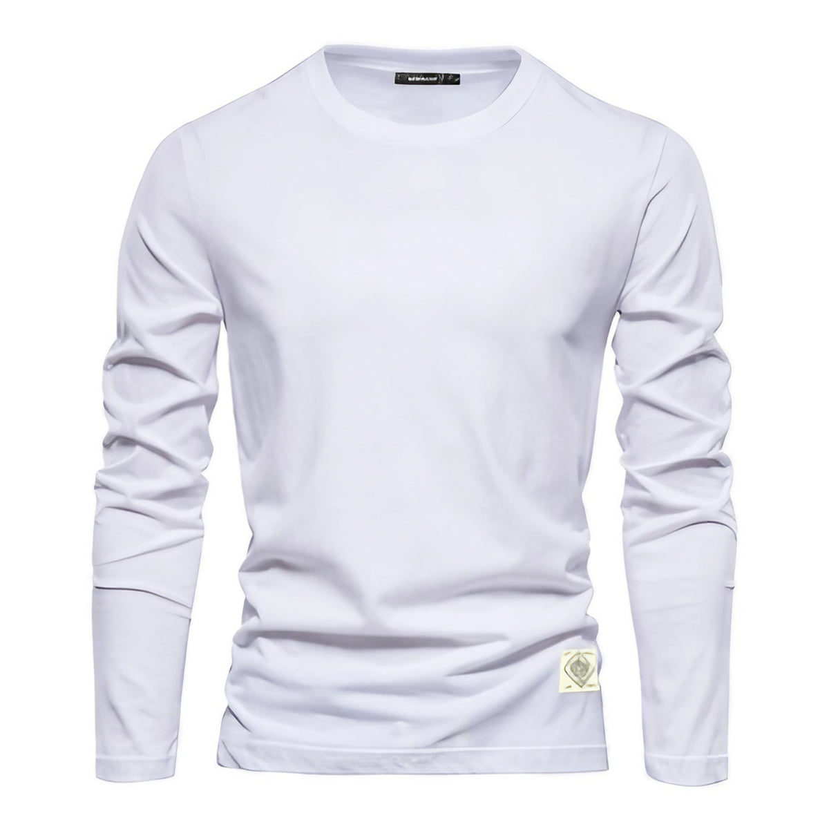 T-shirt manches longues femme col rond, uni, sept coloris, blanc