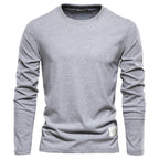 T-shirt manches longues femme col rond, uni, sept coloris, gris clair
