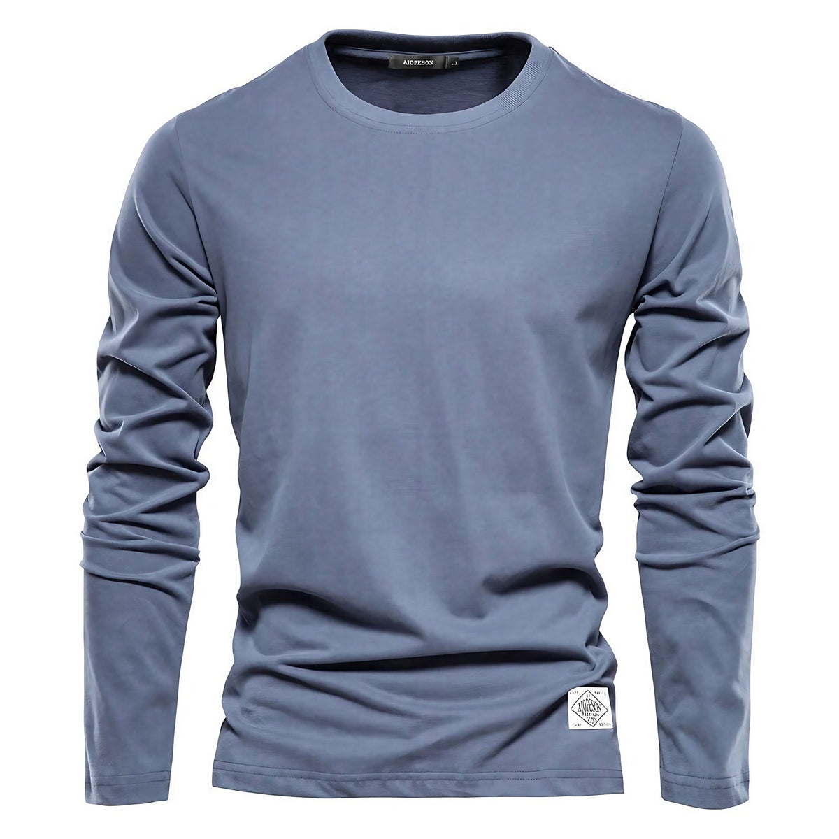 T-shirt manches longues femme col rond, uni, sept coloris, bleu