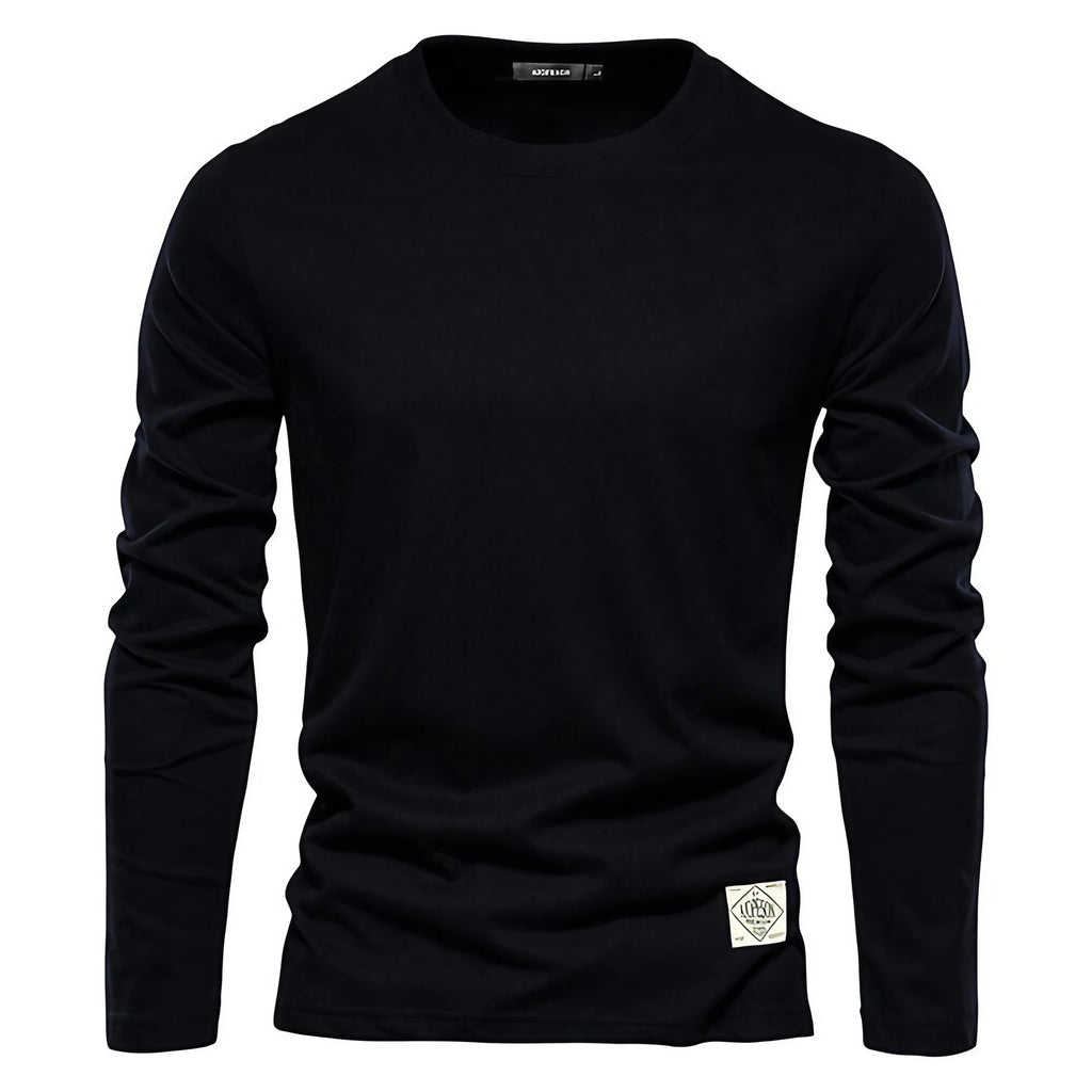 T-shirt manches longues femme col rond, uni, sept coloris, noir