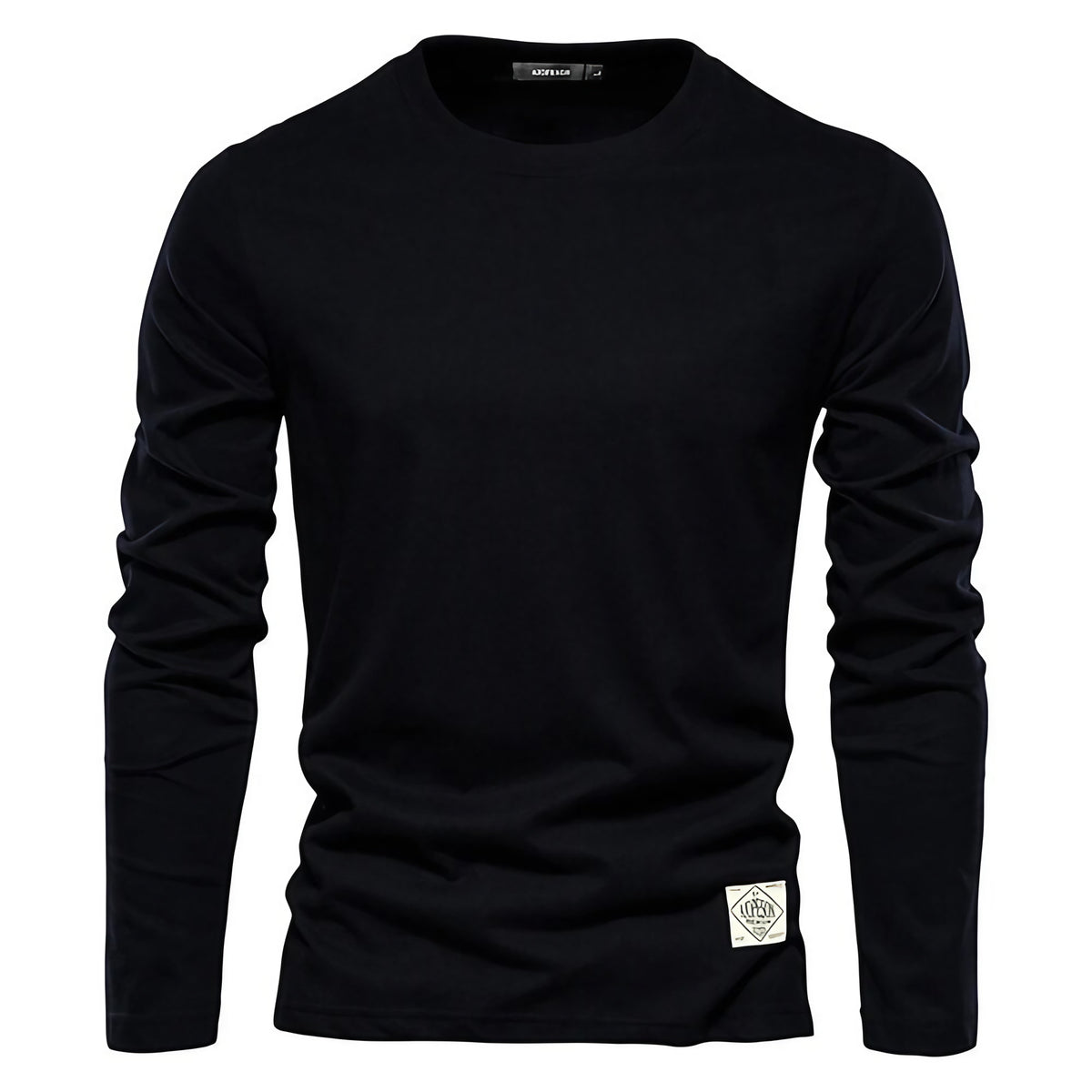 T-shirt manches longues femme col rond, uni, sept coloris, noir
