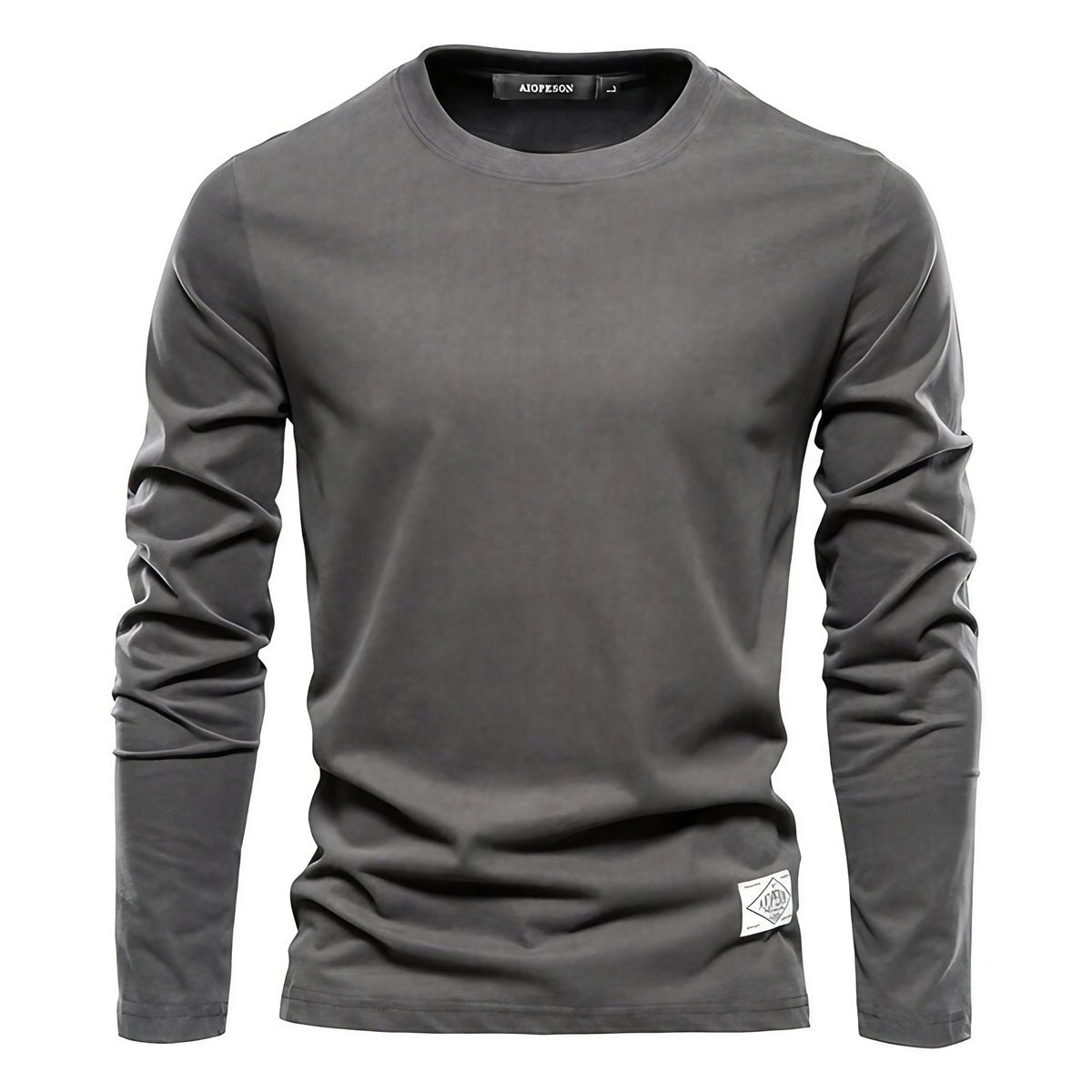 T-shirt manches longues femme col rond, uni, sept coloris, gris foncé