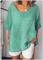 T-shirt femme col V, manches courtes, six coloris, vert