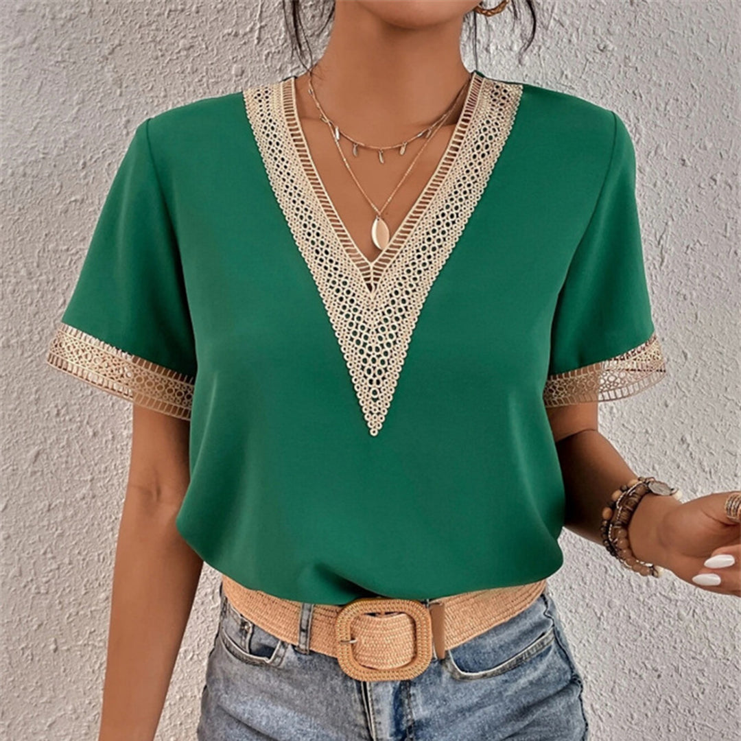T-shirt femme col rond manches courtes, sept coloris, vert