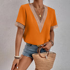 T-shirt femme col rond manches courtes, sept coloris, orange