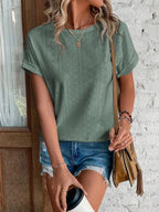 T-shirt femme coupe cintrée, manches courtes, cinq coloris, vert