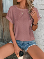 T-shirt femme coupe cintrée, manches courtes, cinq coloris, rose