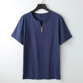 T-shirt col henley homme à boutons, manches courtes, cinq coloris, bleu