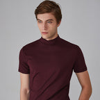 T-shirt basique homme coupe ajustée, manches courtes, rouge vin