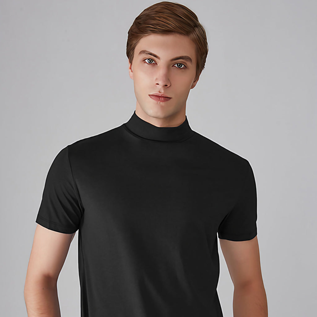 T-shirt basique homme coupe ajustée, manches courtes, noir