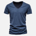 T-shirt homme col V manches courtes, sept coloris, bleu foncé