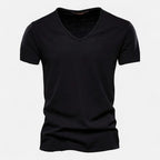 T-shirt homme col V manches courtes, sept coloris, noir
