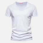 T-shirt homme col V manches courtes, sept coloris, blanc