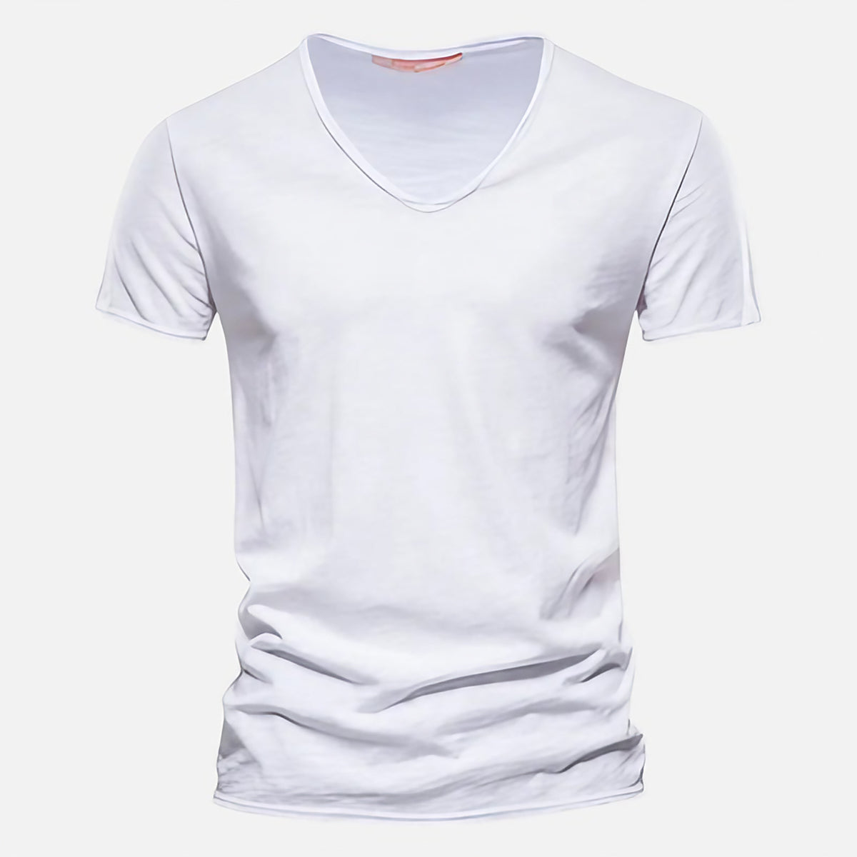 T-shirt homme col V manches courtes, sept coloris, blanc