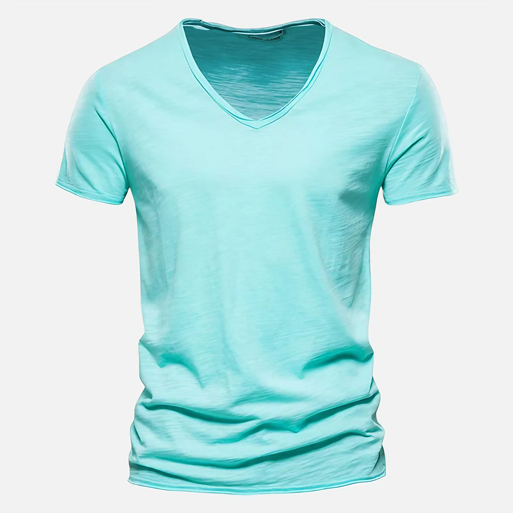 T-shirt homme col V manches courtes, sept coloris, vert clair