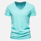 T-shirt homme col V manches courtes, sept coloris, vert clair