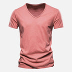 T-shirt homme col V manches courtes, sept coloris, rouge