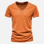 T-shirt homme col V manches courtes, sept coloris, orange