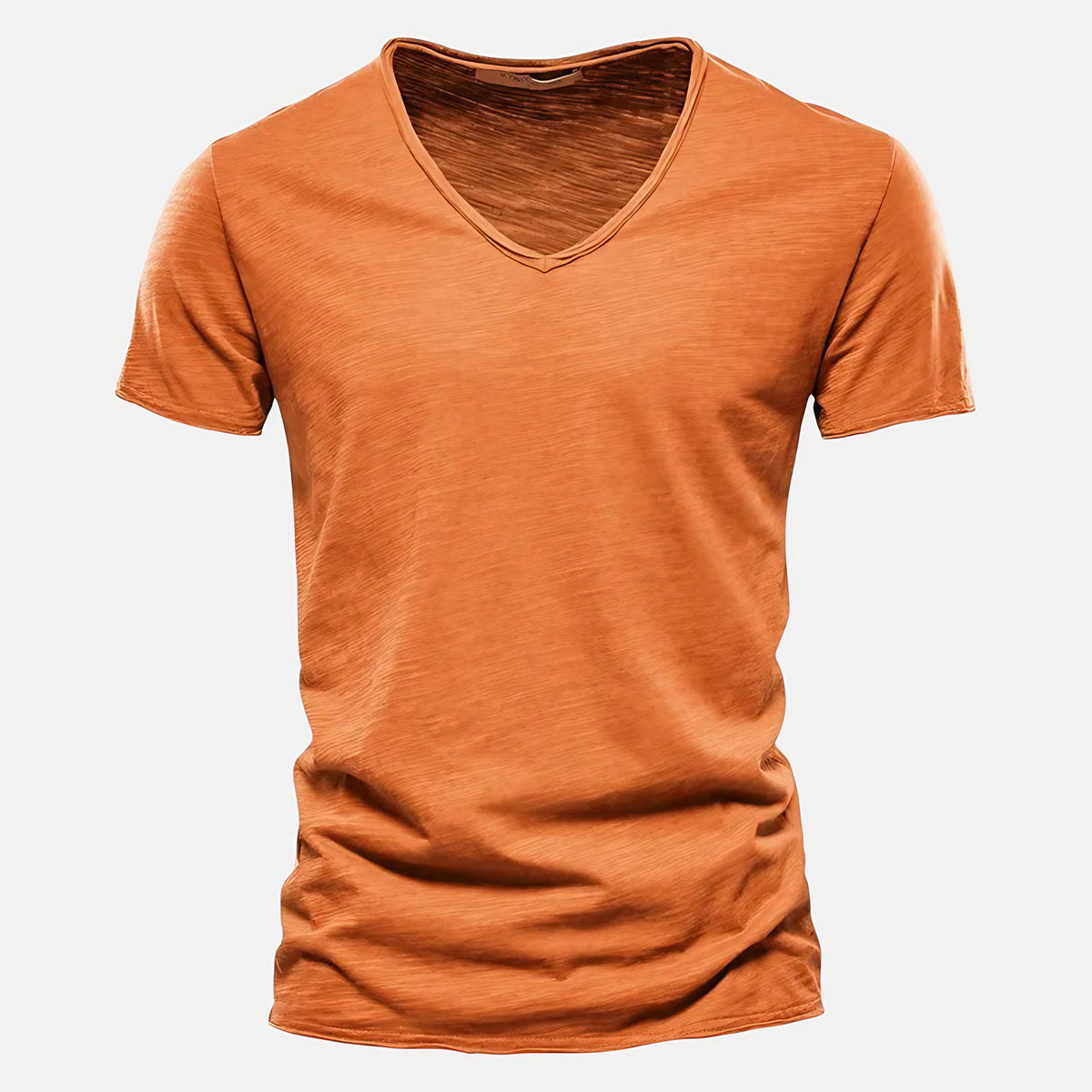 T-shirt homme col V manches courtes, sept coloris, orange
