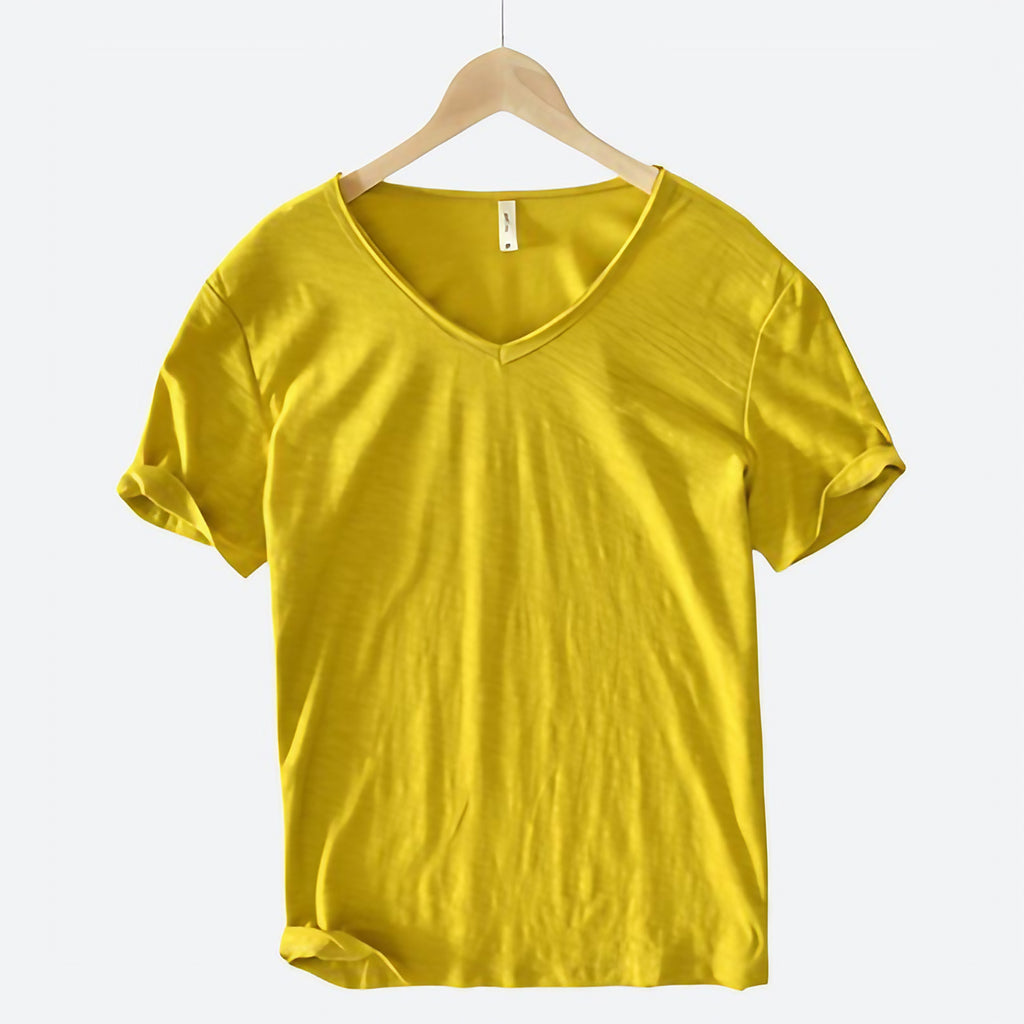 T-shirt homme d'été, coupe décontractée, dix coloris, jaune