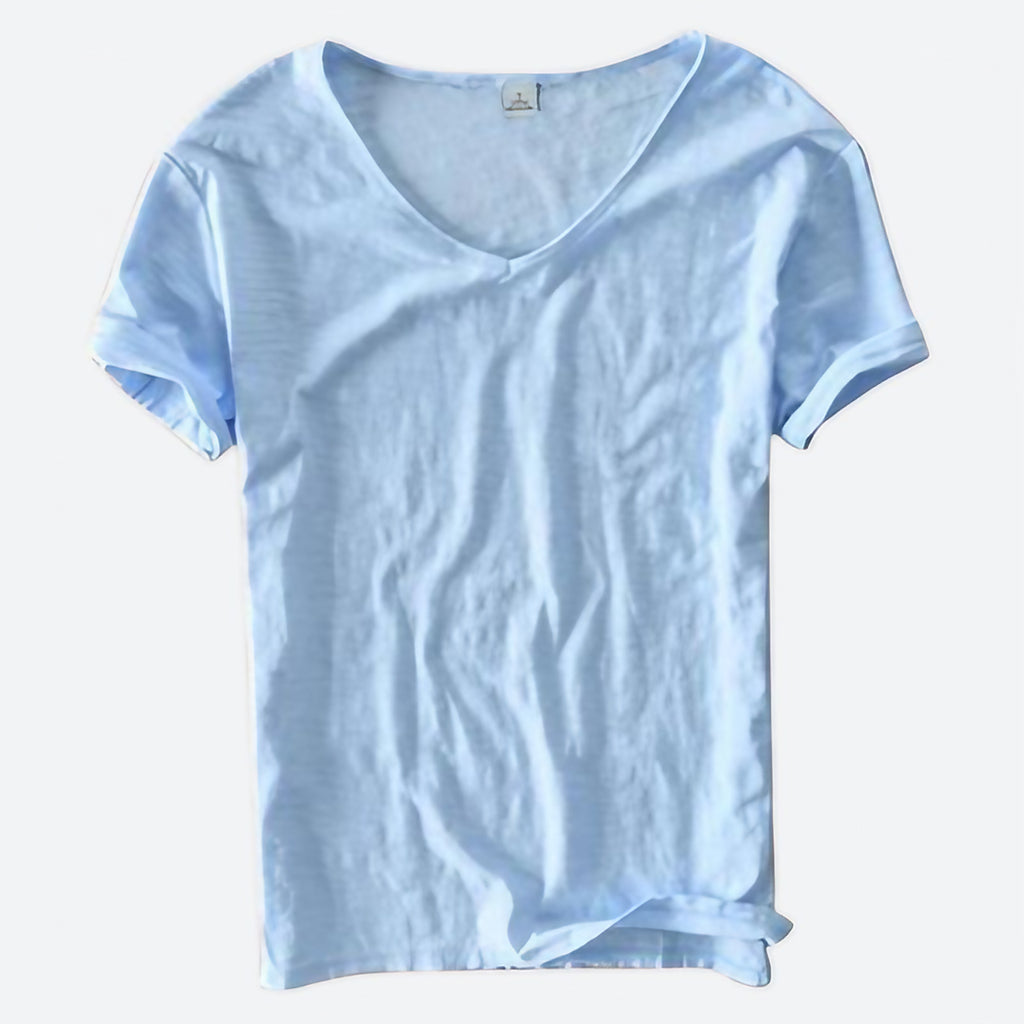 T-shirt homme d'été, coupe décontractée, dix coloris, bleu clair