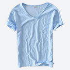 T-shirt homme d'été, coupe décontractée, dix coloris, bleu clair